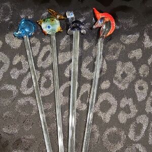 Colorful Glass Animal Stir Sticks